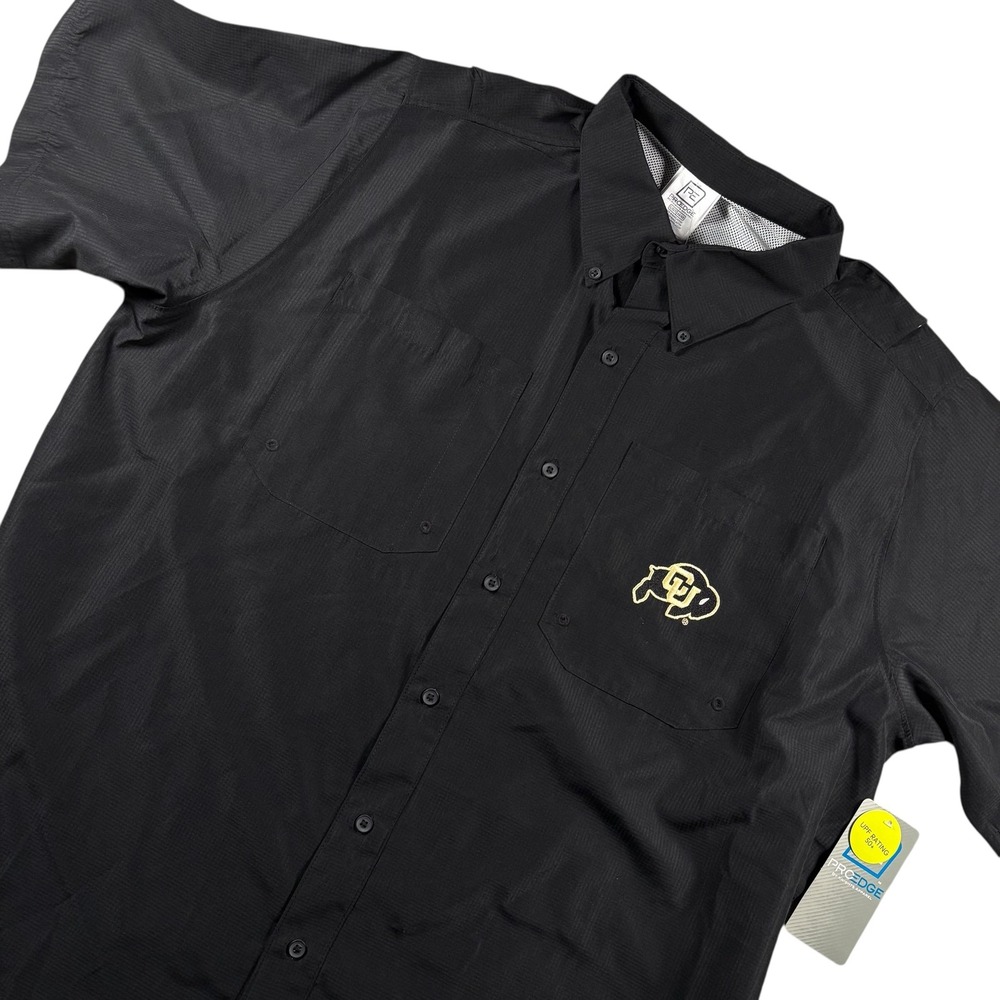 NWT Colorado Buffaloes light vented Mens XL Black Button Shirt UV UPF 50 fishing